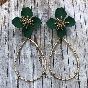 Green Flower Power Hoop Earrings!